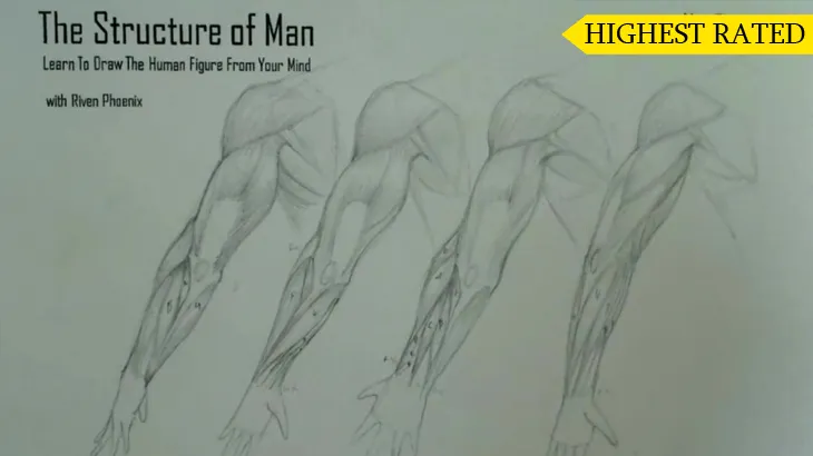 A figure drawing plate from the Riven Phoenix figure drawing course, 4 of 12