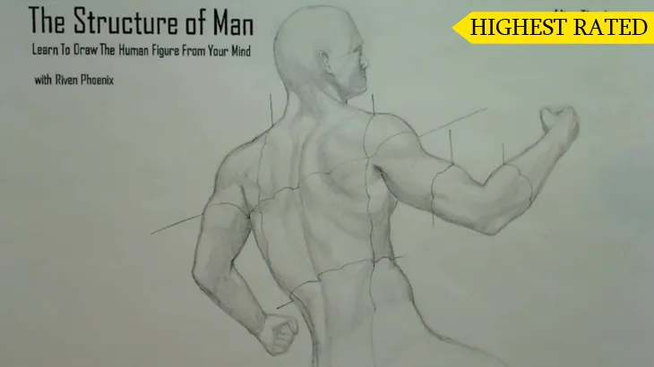 A figure drawing plate from the Riven Phoenix figure drawing course, 6 of 12