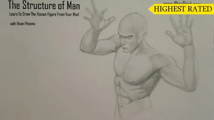 A figure drawing plate from the Riven Phoenix figure drawing course, 7 of 12