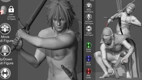 Pose Tool 3D — figure posed with a prop attached to the hand