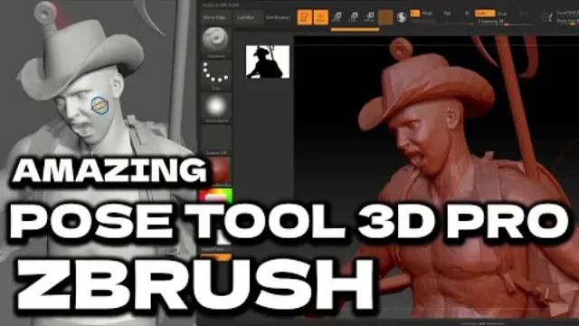 Pose Tool 3D tutorial showing character posing and export to ZBrush and Blender