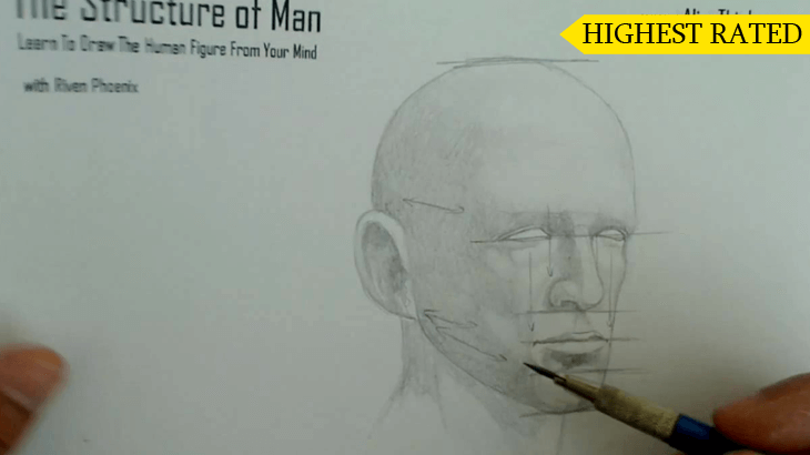 A figure drawing plate from the Riven Phoenix figure drawing course, 12 of 12