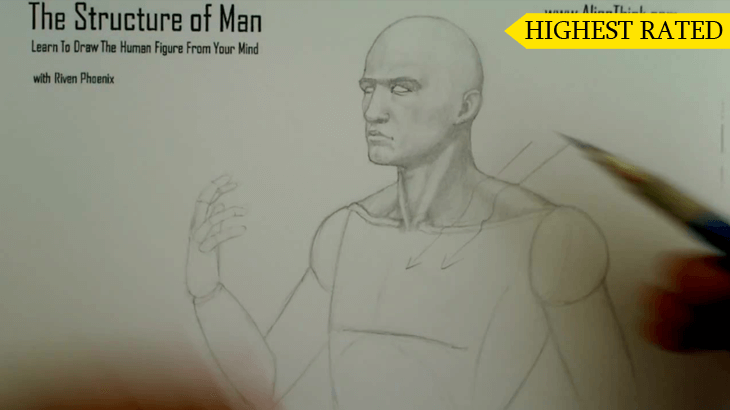 A figure drawing plate from the Riven Phoenix figure drawing course, 2 of 12