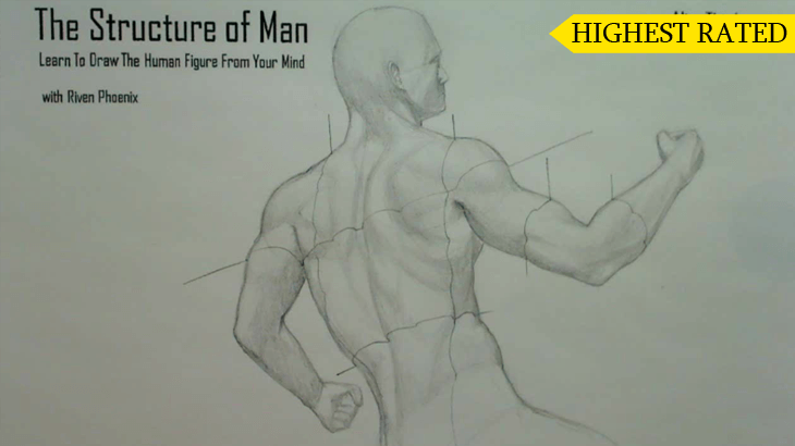 A figure drawing plate from the Riven Phoenix figure drawing course, 6 of 12