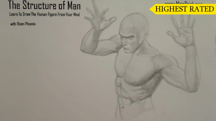 A figure drawing plate from the Riven Phoenix figure drawing course, 7 of 12